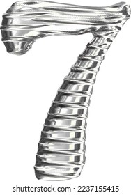 Das Symbol 3d aus Silber. Nummer 7