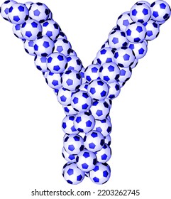 Symbol 3d made from soccer balls. letter y