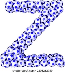 Symbol 3d made from soccer balls. letter z