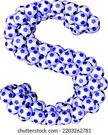 Symbol 3d made from soccer balls. letter s