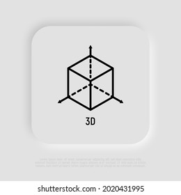 Symbol von 3D. Dünne Linie Symbol. Moderne Vektorgrafik.