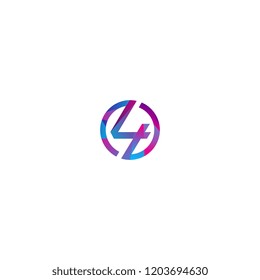 Symbol of the 4 number vector with neon style color