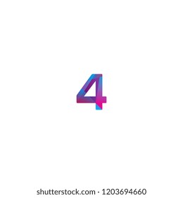 Symbol of the 4 number vector with neon style color