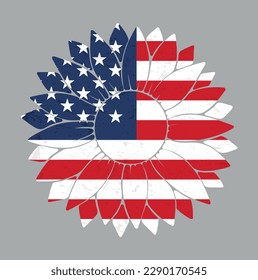 Symbol 4th of July, USA flag sunflower