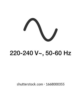 Symbol of AC source, ac sinusoid icon. Stock Vector illustration isolated on white background.
