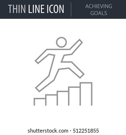Symbol of Achieving Goals Thin line Icon of Corporate Managemen. Stroke Pictogram Graphic for Web Design. Quality Outline Vector Symbol Concept. Premium Mono Linear Beautiful Plain Laconic Logo