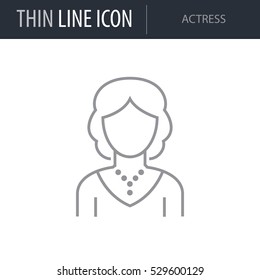Symbol of Actress Thin line Icon of Different People. Stroke Pictogram Graphic for Web Design. Quality Outline Vector Symbol Concept. Premium Mono Linear Beautiful Plain Laconic Logo