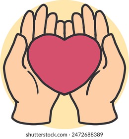 Symbol of Affection Open Hand Sharing Love in Vector. Ideal for a range of projects, from conceptual designs to lighthearted visual storytelling.