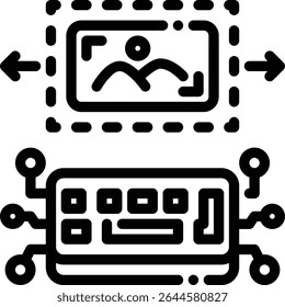 Symbol of AI-driven image outpainting, expanding visuals beyond original frame. Great for design workflows and AI-assisted artwork.