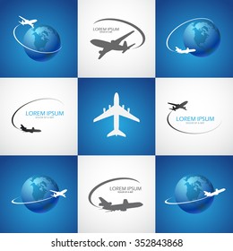 symbol airplane logo travel tourism design vector