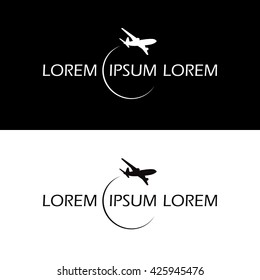 Symbol Airplane Logo Travel Tourism Design Vector Black And White