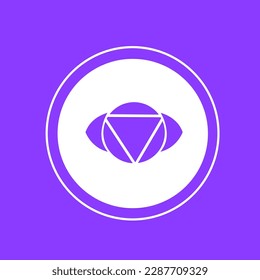 Symbol of Ajna (third eye chakra) on deep purple background