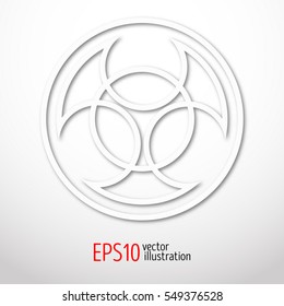 Symbol of alchemy and sacred geometry in paper-made style. Nuclear sign. Illustration for logo or games.