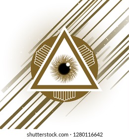 The symbol of the all-seeing eye of God. Modern creative design on a white background. Vector illustration.