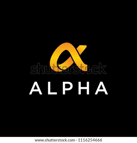 A symbol of the alpha in the form of mutual cut logo design