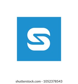 Symbol Alphabet White S Letter Combined With Blue Square, Vector Illustration Design