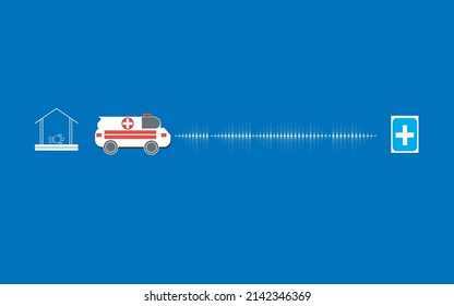 Symbol of an ambulance treating critically ill patients at home to bring them to the hospital. rescue team concept.