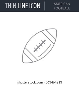 Symbol of American Football. Thin line Icon of Sport Equipment. Stroke Pictogram Graphic for Web Design. Quality Outline Vector Symbol Concept. Premium Mono Linear Beautiful Plain Laconic Logo