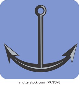 symbol of anchor in blue background	