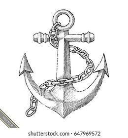 Symbol of anchor hand drawing vintage style 
