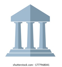 Symbol Ancient Rome Building Flat Vector Design. Three Pillars Symbol