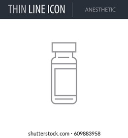 Symbol of Anesthetic. Thin line Icon of Dentist Tools. Stroke Pictogram Graphic for Web Design. Quality Outline Vector Symbol Concept. Premium Mono Linear Beautiful Plain Laconic Logo