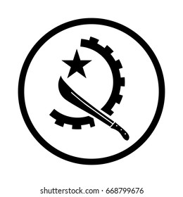 Symbol of Angola icon, iconic symbol inside a circle, on white background. Vector Iconic Design.
