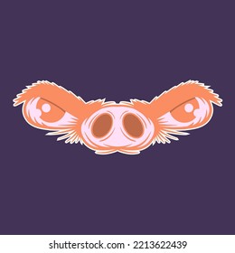 Symbol Angry Pig Or Pork Eyes And Noose Vector Illustration