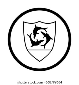 Symbol of Anguilla icon, iconic symbol inside a circle, on white background. Vector Iconic Design.
