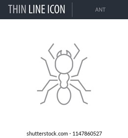 Symbol of Ant. Thin line Icon of Insect. Stroke Pictogram Graphic for Web Design. Quality Outline Vector Symbol Concept. Premium Mono Linear Beautiful Plain Laconic Logo