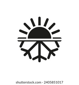 Symbol of any season. All-season sign. Sun and snowflake icon together. Winter, summer and and all weather. 