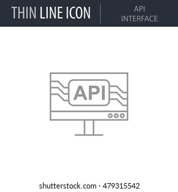 Symbol of Api Interface. Thin line Icon of Web Design and Development. Stroke Pictogram Graphic for Web Design. Quality Outline Vector Symbol Concept. Premium Mono Linear Plain Laconic Logo.
