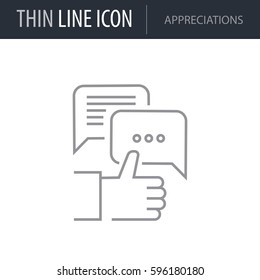 Symbol of Appreciations. Thin line Icon of Project Planning. Stroke Pictogram Graphic for Web Design. Quality Outline Vector Symbol Concept. Premium Mono Linear Beautiful Plain Laconic Logo