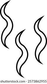 Symbol of aromas vector icon, Smell aroma sign. Hot vapor. Doodle Wavy Smoke lines symbol sketch style hand drawn, isolated on transparent background, used for hot tea, coffee, mobile apps, ui design