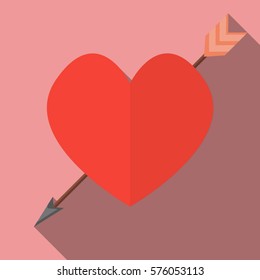Symbol arrow through heart flat icon