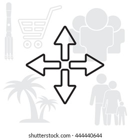 symbol arrows vector, line icon