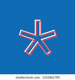 Symbol Asterisk Logo Built With Lines, Notice Effect Neon Vector