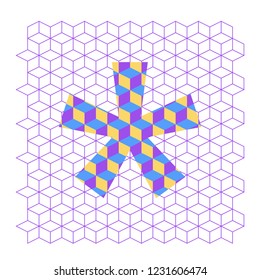symbol asterisk with pastel colors yellow fuchsia and blue