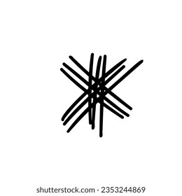 Symbol asterisk scribble font in doodle scribble brush hand drawn style isolated on white background. For lettering, presentation, education, logo, signboard, branding, abc, alphabet.