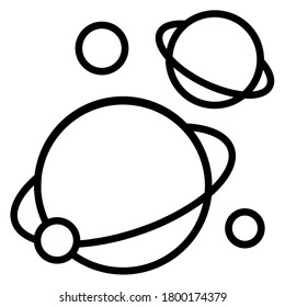 Symbol for astronomy, black and white planets, vector icon
