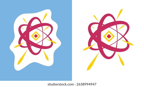 Symbol of Atomic energy and the Smallest Particles. Icon for Logo or illustration in Scientific project, Vector illustration.