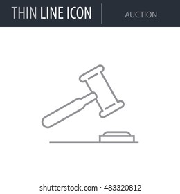 Symbol of Auction Thin line Icon of Banking and Finance. Stroke Pictogram Graphic for Web Design. Quality Outline Vector Symbol Concept. Premium Mono Linear Beautiful Plain Laconic Logo