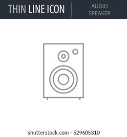 Symbol of Audio Speaker. Thin line Icon of Electronics And Devices. Stroke Pictogram Graphic for Web Design. Quality Outline Vector Symbol Concept. Premium Mono Linear Beautiful Plain Laconic Logo