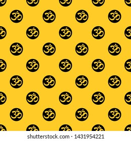 Symbol Aum pattern seamless vector repeat geometric yellow for any design