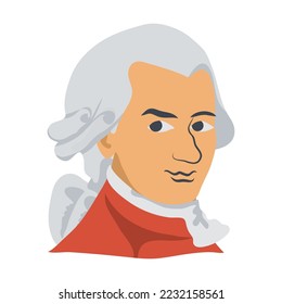 Symbol of Austria vector illustration. Austrian portrait of the famous musician and composer Mozart isolated on white background. Culture, traveling concept