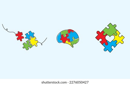 A symbol of autism. The drawing with one line with a place for the text. World Autism Awareness Day. Vector illustration