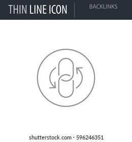 Symbol of Backlinks. Thin line Icon of Seo And Web Optimization. Stroke Pictogram Graphic for Web Design. Quality Outline Vector Symbol Concept. Premium Mono Linear Beautiful Plain Laconic Logo