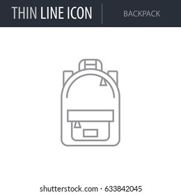 Symbol of Backpack Thin line Icon of Fashion. Stroke Pictogram Graphic for Web Design. Quality Outline Vector Symbol Concept. Premium Mono Linear Beautiful Plain Laconic Logo