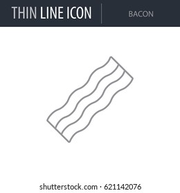 Symbol of Bacon. Thin line Icon of Food. Stroke Pictogram Graphic for Web Design. Quality Outline Vector Symbol Concept. Premium Mono Linear Beautiful Plain Laconic Logo