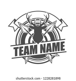 Symbol, badge and logo template design with deer hunter theme